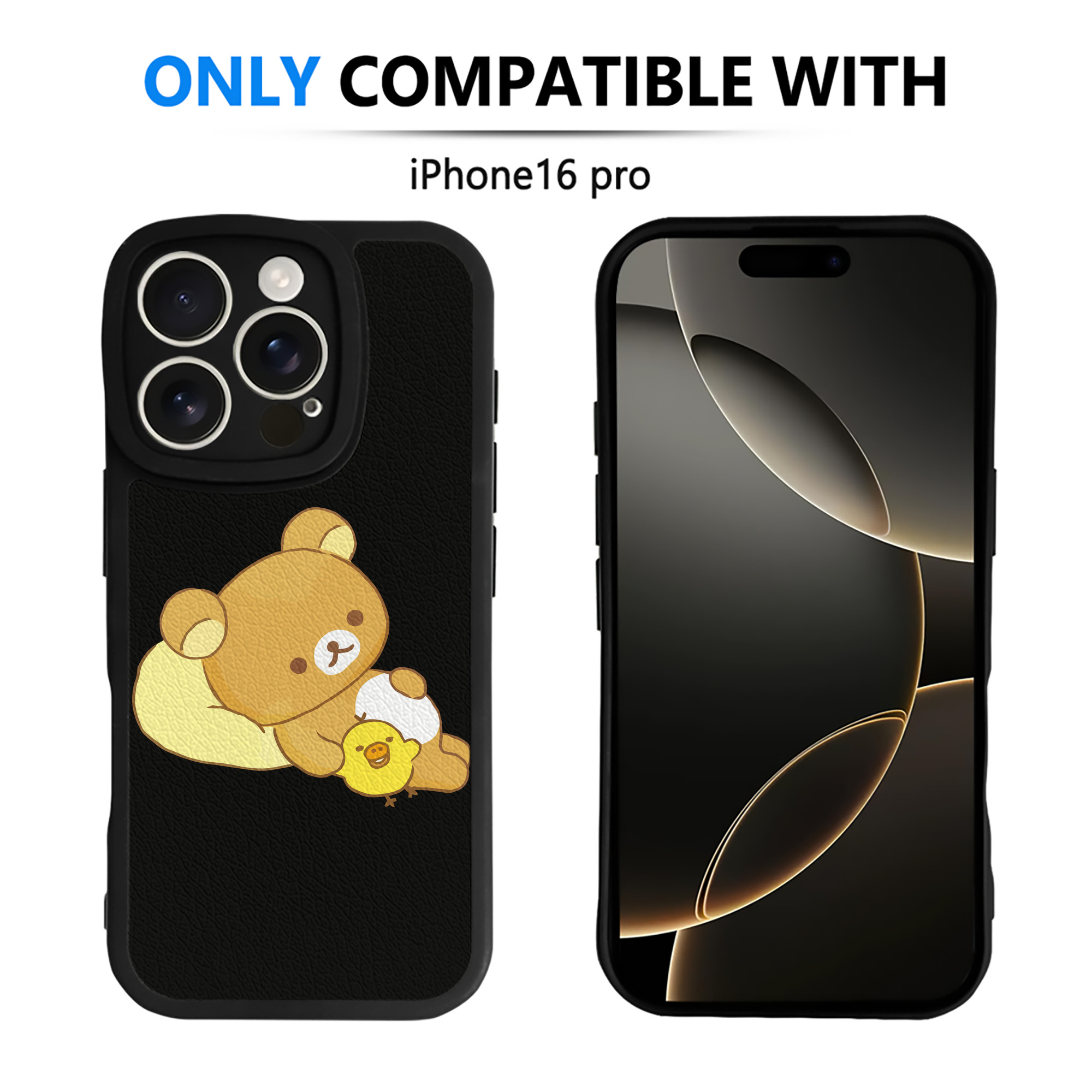 （画像用） リラックマ リラックマ キイロイトリ Rilakkuma Korilakkuma Kiiroitori 【iPhone 16シリーズ対応】シリコンスマホケース（レザー調） 材質：シリコン